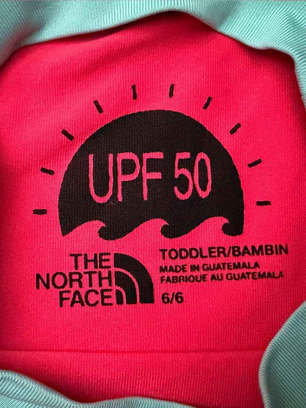 The North Face Kids Long-Sleeve Rashguard - Hot Pink with Teal, Toddler size 6